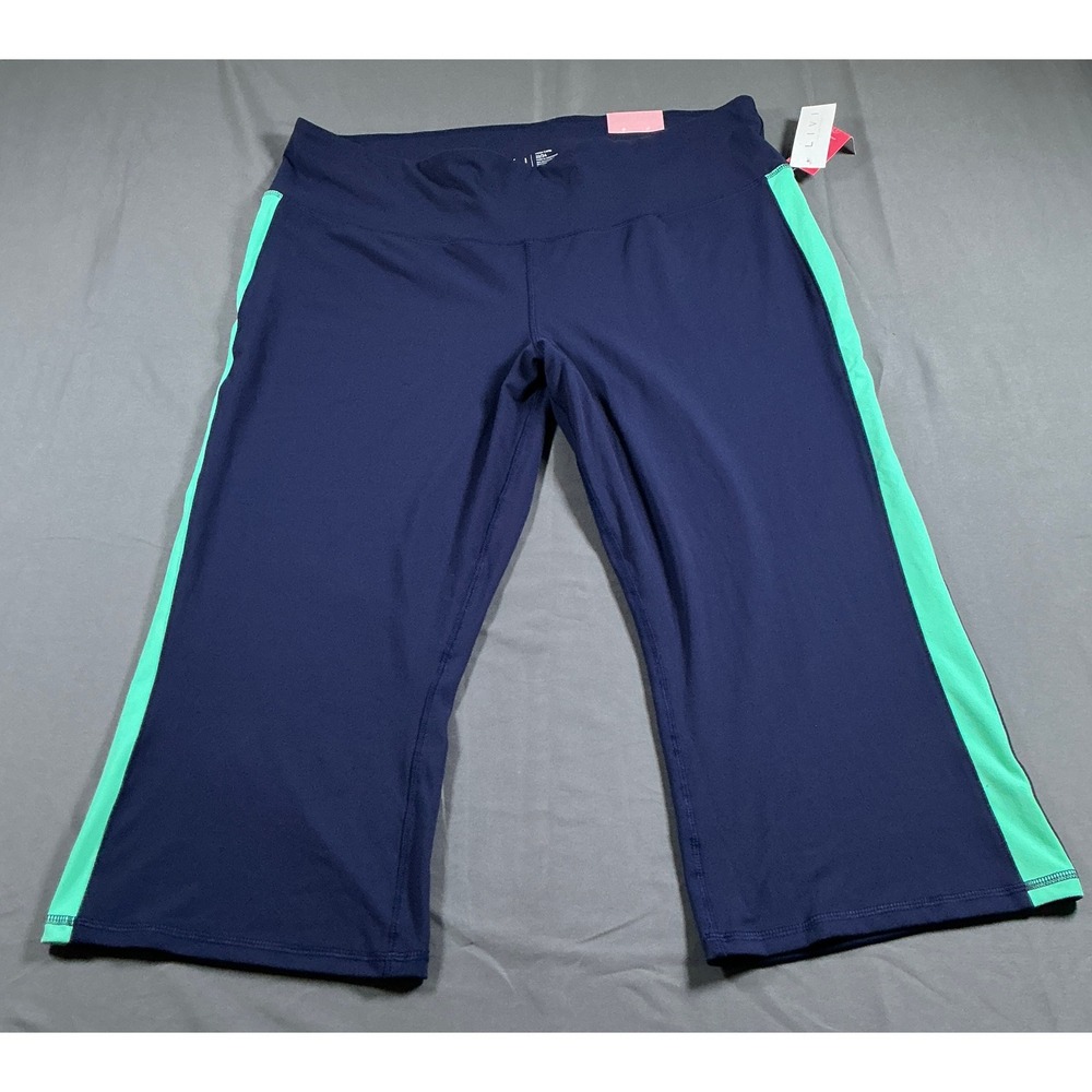 Livi Lane Bryant Yoga Capri Leggings Navy Mint Stripe Plus Size 22/24 NWT